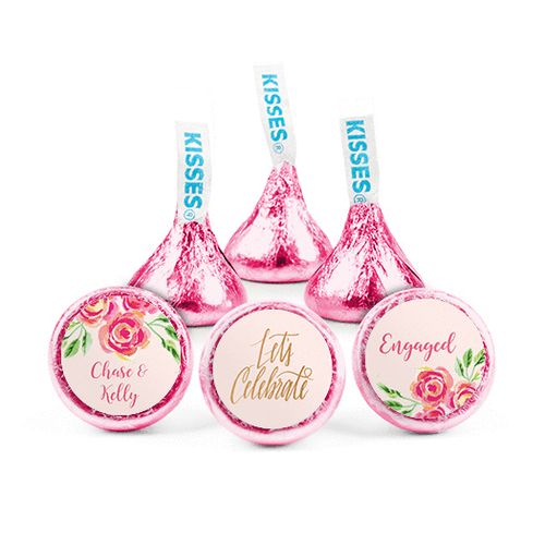 Personalized Engagement Pink Flowers Hershey's Kisses