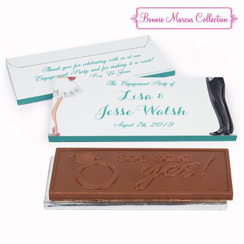 Deluxe Personalized Chic Couple Engagement Chocolate Bar in Gift Box