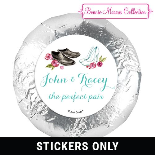 Personalized 1.25" Stickers - Engagement Chic Wedding Couple (48 Stickers)