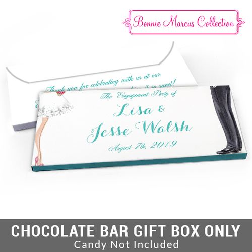 Deluxe Personalized Chic Couple Engagement Candy Bar Favor Box