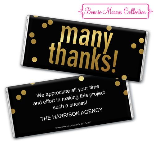 Personalized Bonnie Marcus Many Thanks Business Chocolate Bar & Wrapper