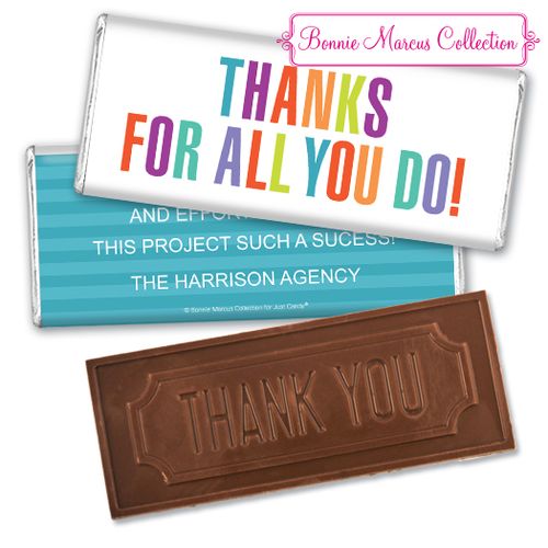 Personalized Bonnie Marcus Stripes Business Thank you Embossed Chocolate Bar
