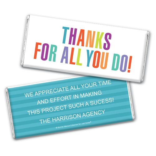 Personalized Bonnie Marcus Stripes Business Thank you Chocolate Bar Wrappers Only
