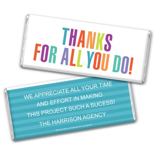 Personalized Bonnie Marcus Stripes Business Thank you Chocolate Bar & Wrapper