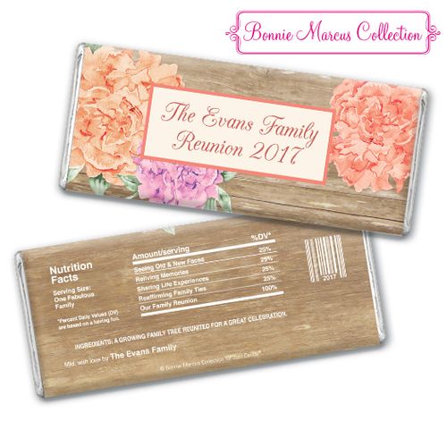 Bonnie Marcus Collection Family Reunions Personalized Chocolate Bar Chocolate and Wrapper Blooming Joy Family Reunion Favor