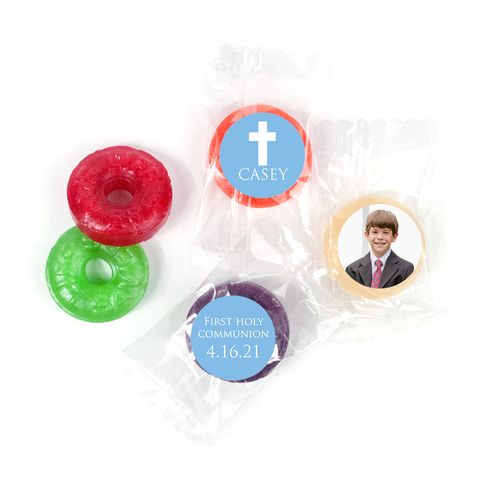 Personalized Life Savers 5 Flavor Hard Candy - Boy First Communion Religious Symbols