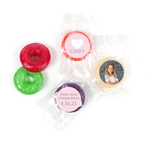 Personalized Life Savers 5 Flavor Hard Candy - Girl First Communion Religious Symbols