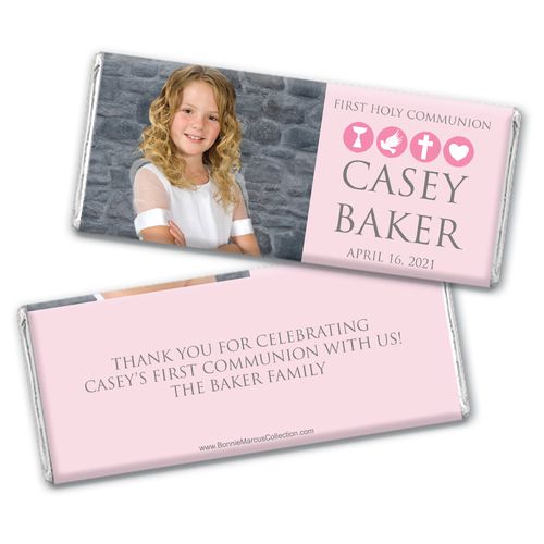 Personalized Bonnie Marcus Girl First Communion Religious Symbols Chocolate Bar Wrappers Only