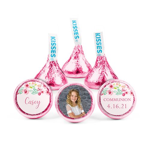 Personalized Girl First Communion Floral Elegance Hershey's Kisses
