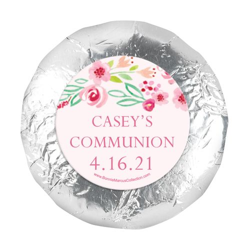 Personalized 1.25" Stickers - Girl First Communion Floral Elegance (48 Stickers)
