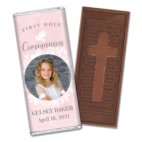Personalized Bonnie Marcus Girl First Communion Darling Roses Embossed Chocolate Bars