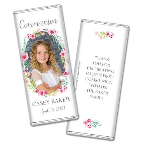 Personalized Bonnie Marcus Girl First Communion Floral Elegance Chocolate Bars