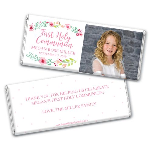 Personalized Bonnie Marcus Girl First Communion Fancy Florets Chocolate Bar Wrappers Only