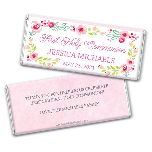 Personalized Bonnie Marcus Girl First Communion Floral Arrangement Chocolate Bar Wrappers Only