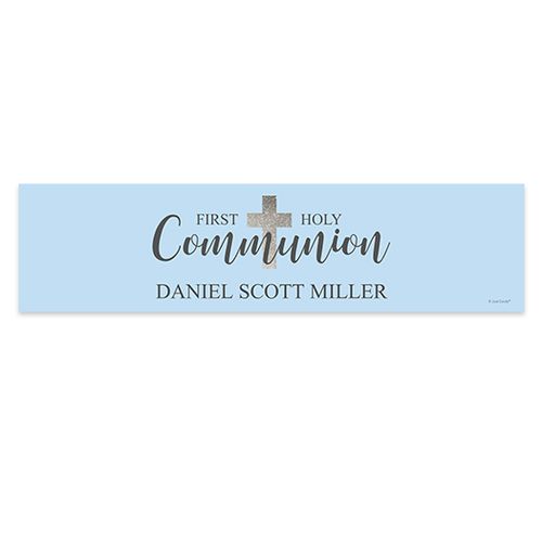 Personalized Bonnie Marcus Boy Communion Shimmering Cross 5 Ft. Banner