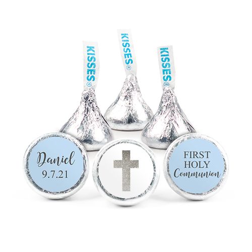 Personalized Boy First Communion Shimmering Cross Hershey's Kisses