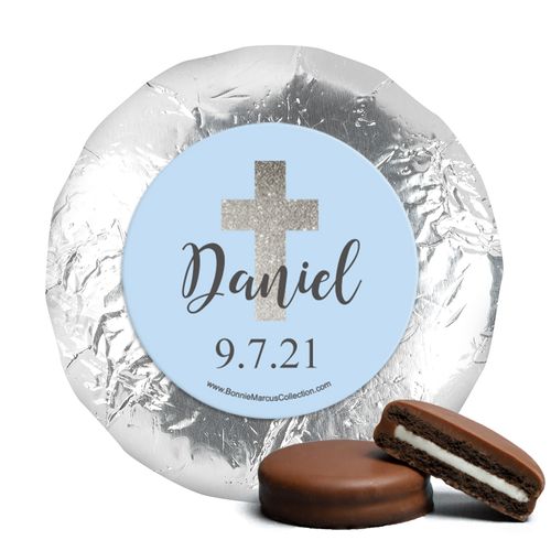 Personalized Boy First Communion Shimmering Cross Chocolate Covered Oreos
