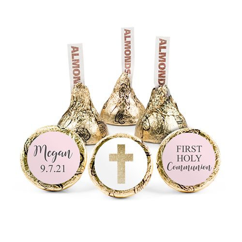 Personalized Girl First Communion Shimmering Cross Hershey's Kisses