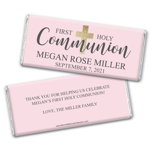 Personalized Bonnie Marcus Girl First Communion Shimmering Cross Chocolate Bar Wrappers Only