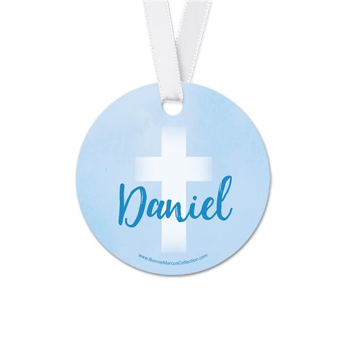 Personalized Faded Cross Communion Round Favor Gift Tags (20 Pack)