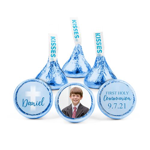 Personalized Boy First Communion Faded Cross Hershey's Kisses