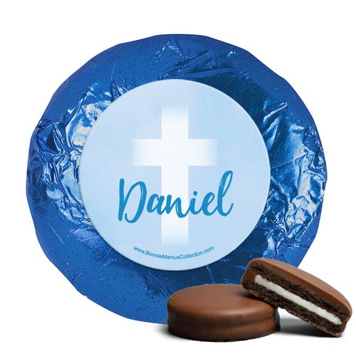 Personalized Boy First Communion Faded Cross Chocolate Covered Oreos