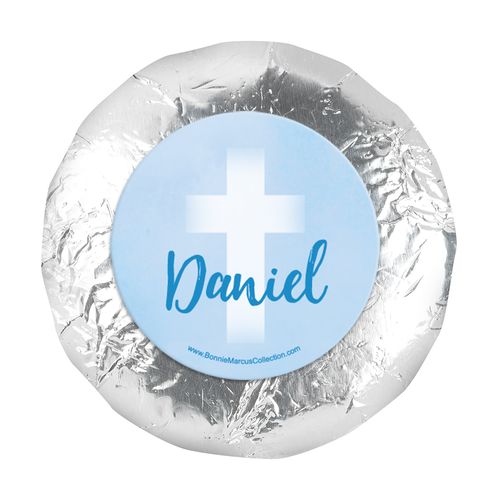 Personalized 1.25" Stickers - Boy First Communion Faded Cross (48 Stickers)