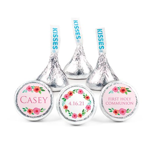 Personalized Girl First Communion Bold Floral Hershey's Kisses