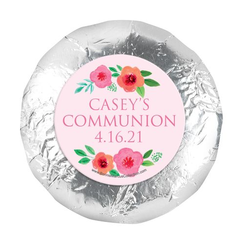 Personalized 1.25" Stickers - Girl First Communion Bold Florals (48 Stickers)