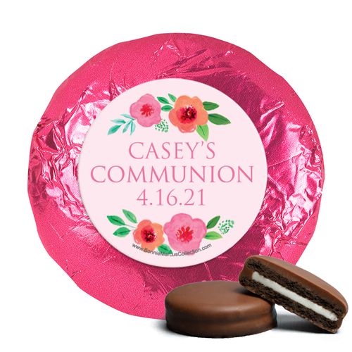 Personalized Girl First Communion Bold Florals Chocolate Covered Oreos