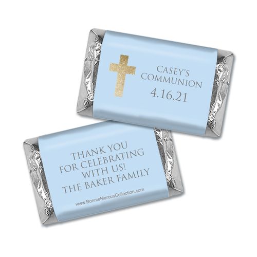 Personalized Bonnie Marcus Boy First Communion Glitter Cross Hershey's Miniatures