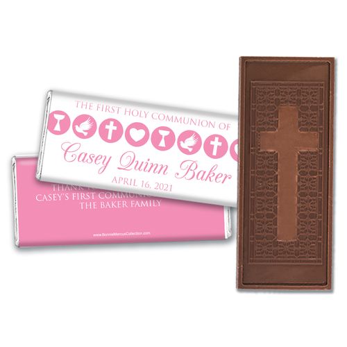 Personalized Bonnie Marcus Girl First Communion Religious Icons Embossed Chocolate Bars
