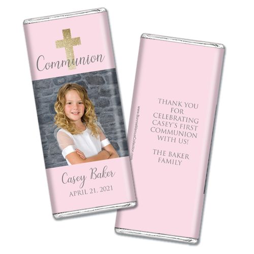 Personalized Bonnie Marcus Girl First Communion Glitter Cross Chocolate Bar Wrappers Only