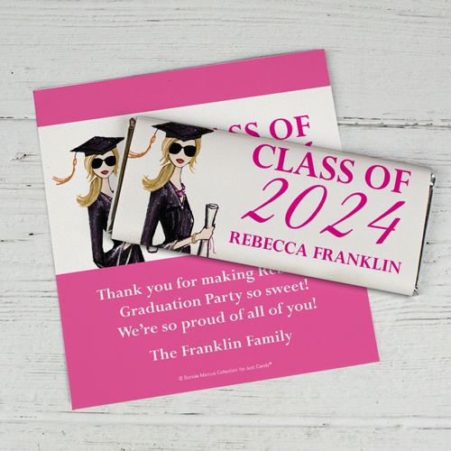 Personalized Bonnie Marcus Chocolate Bar Wrappers Only - Graduation Gorgeous Blonde