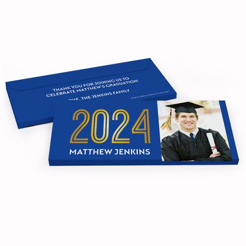 Deluxe Personalized Golden Grad Graduation Chocolate Bar in Gift Box