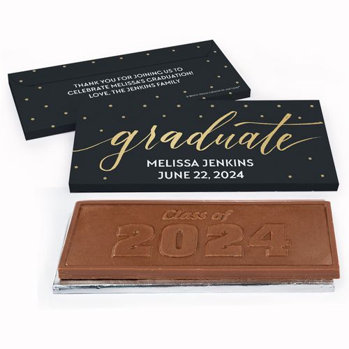 Deluxe Personalized Classy Graduation Embossed Chocolate Bar in Gift Box
