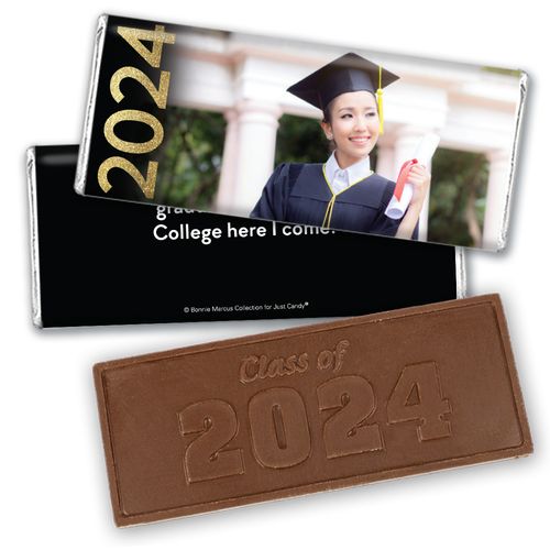 Personalized Bonnie Marcus Photo Glitter Year Graduation Embossed Chocolate Bar