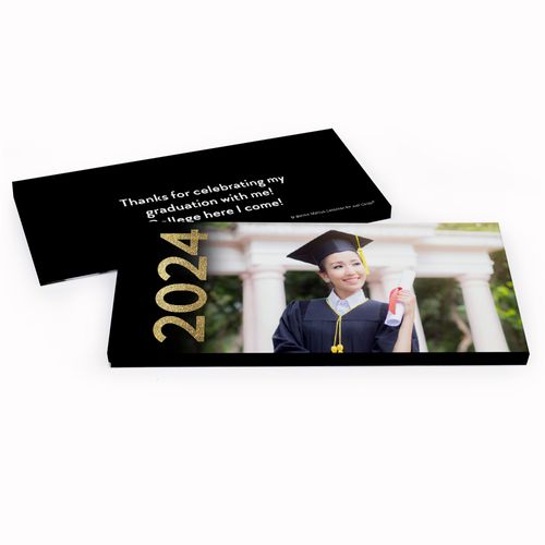 Deluxe Personalized Photo Glitter Year Graduation Chocolate Bar in Gift Box