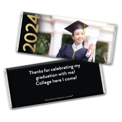 Personalized Bonnie Marcus Chocolate Bar & Wrapper - Graduation Photo Glitter Year