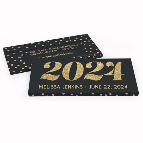 Deluxe Personalized Year of Glitter Graduation Candy Bar Favor Box