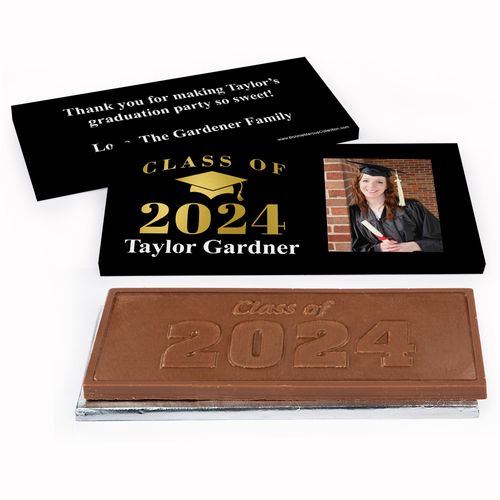 Deluxe Personalized Gold Graduation Embossed Chocolate Bar in Gift Box