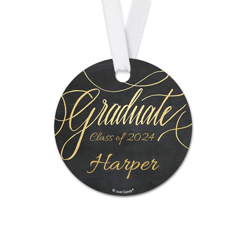 Personalized Bonnie Marcus Collection Chalkboard Graduation Round Favor Gift Tags (20 Pack)
