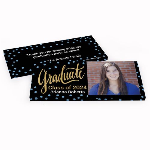 Deluxe Personalized Dots Graduate Graduation Chocolate Bar in Gift Box
