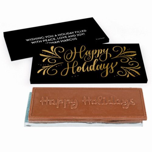Deluxe PersonalizedHappy Holidays Chocolate Bar in Metallic Gift Box