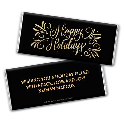 Personalized Bonnie Marcus Chocolate Bar & Wrapper - Happy Holidays Flourish