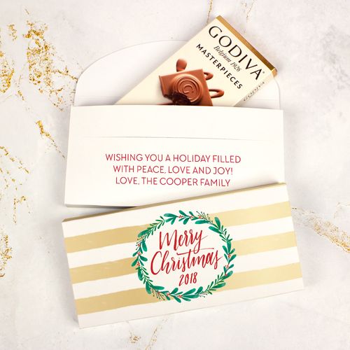 Deluxe Personalized Bonnie Marcus Chic Christmas Godiva Chocolate Bar in Gift Box