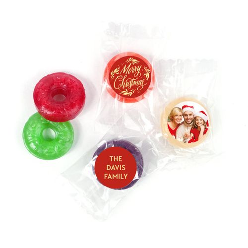 Personalized Bonnie Marcus Christmas Festive Leaves Photo LifeSavers 5 Flavor Hard Candy