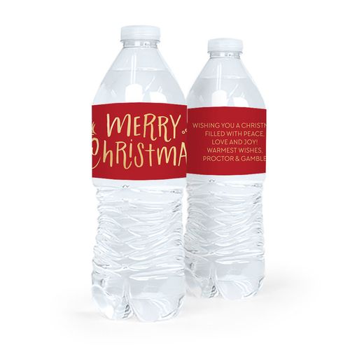 Personalized Bonnie Marcus Christmas Joyful Gold Water Bottle Labels (5 Labels)