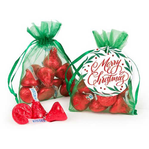 Bonnie Marcus Christmas Hershey's Kisses in Organza Bags with Gift Tag