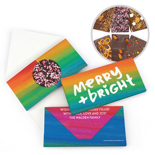 Personalized Bonnie Marcus Merry & Bright Bar Gourmet Infused Belgian Chocolate Bars (3.5oz)